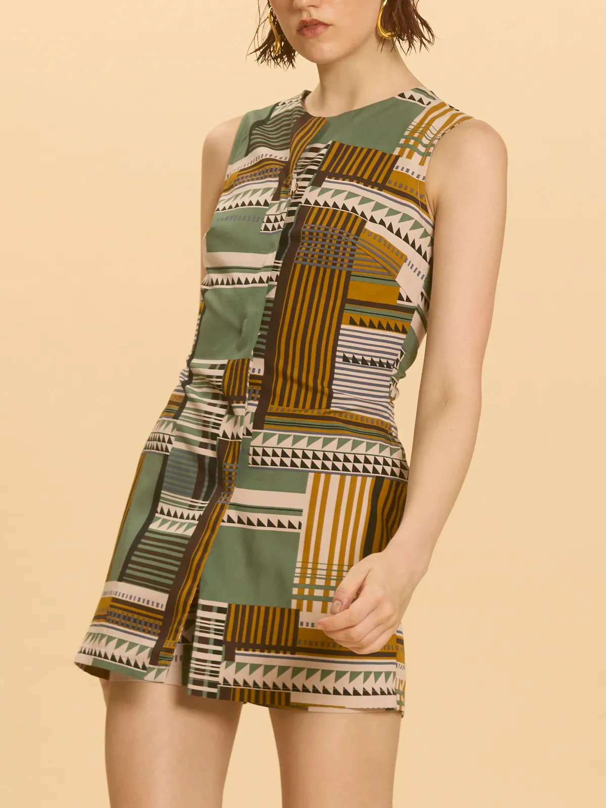 GEOMETRIC PRINT LAYERED ROMPER