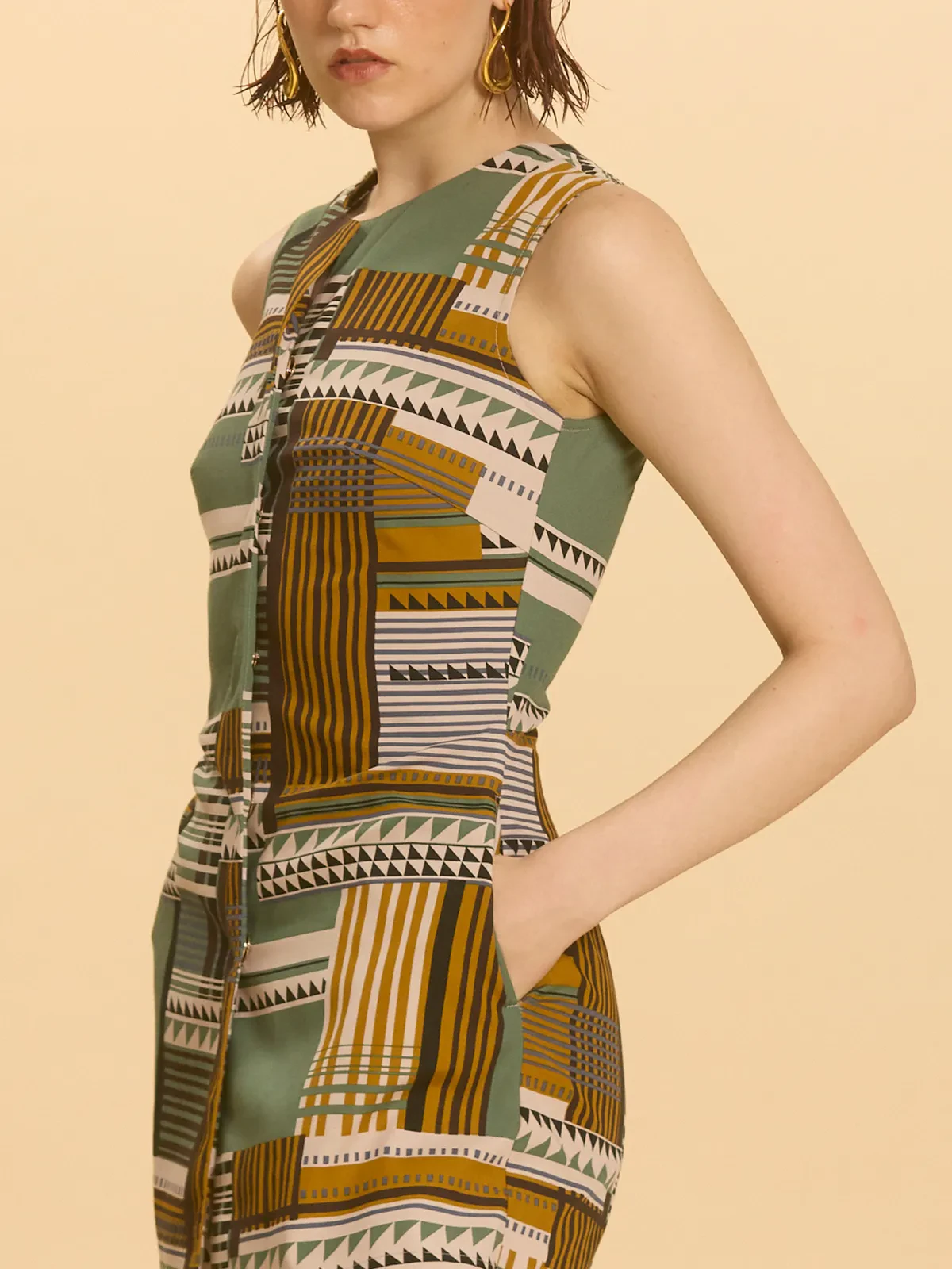 GEOMETRIC PRINT LAYERED ROMPER