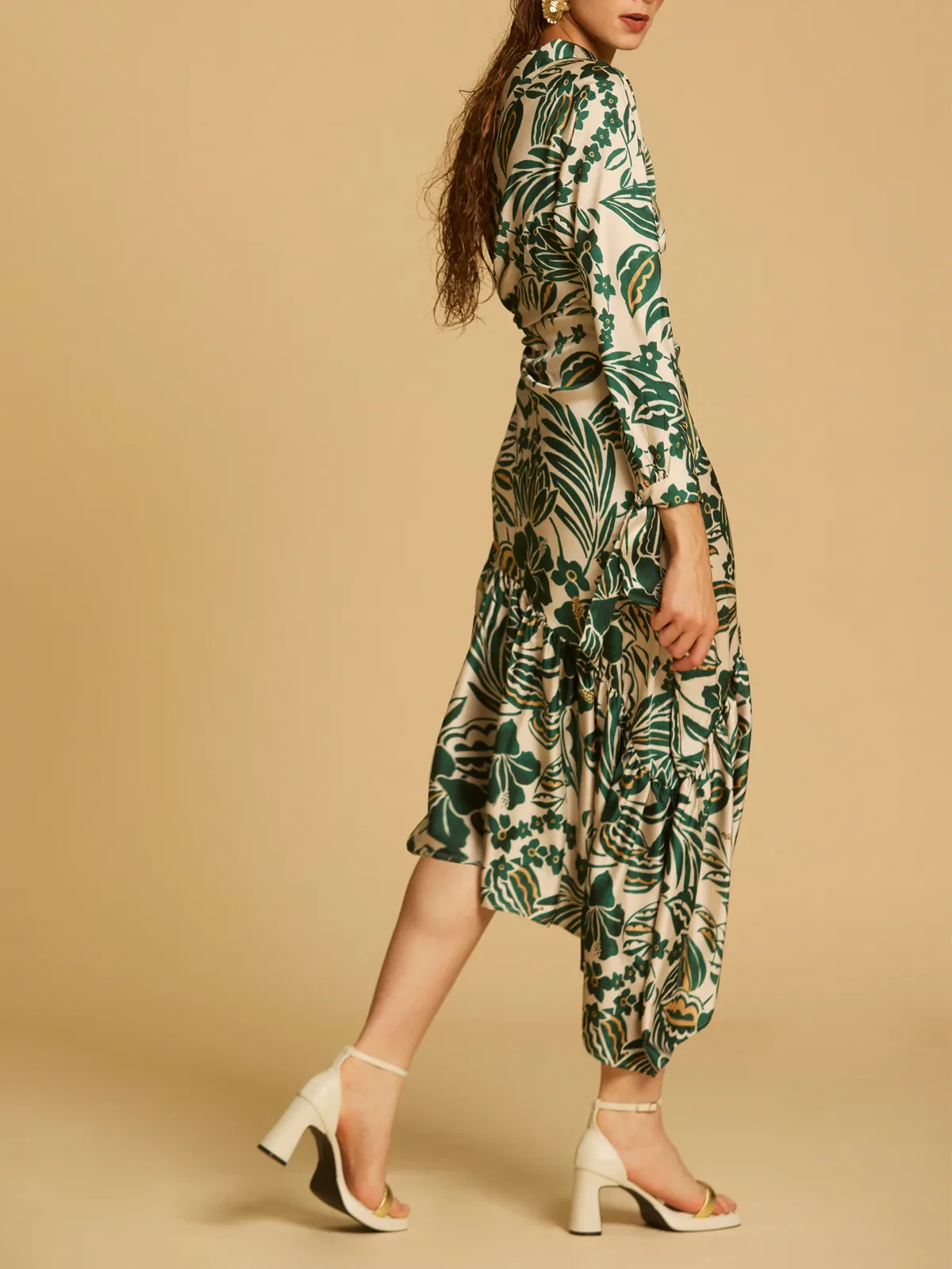 GRAPHIC FLORAL PRINT ONE SHOULDER ASYMMETRIC