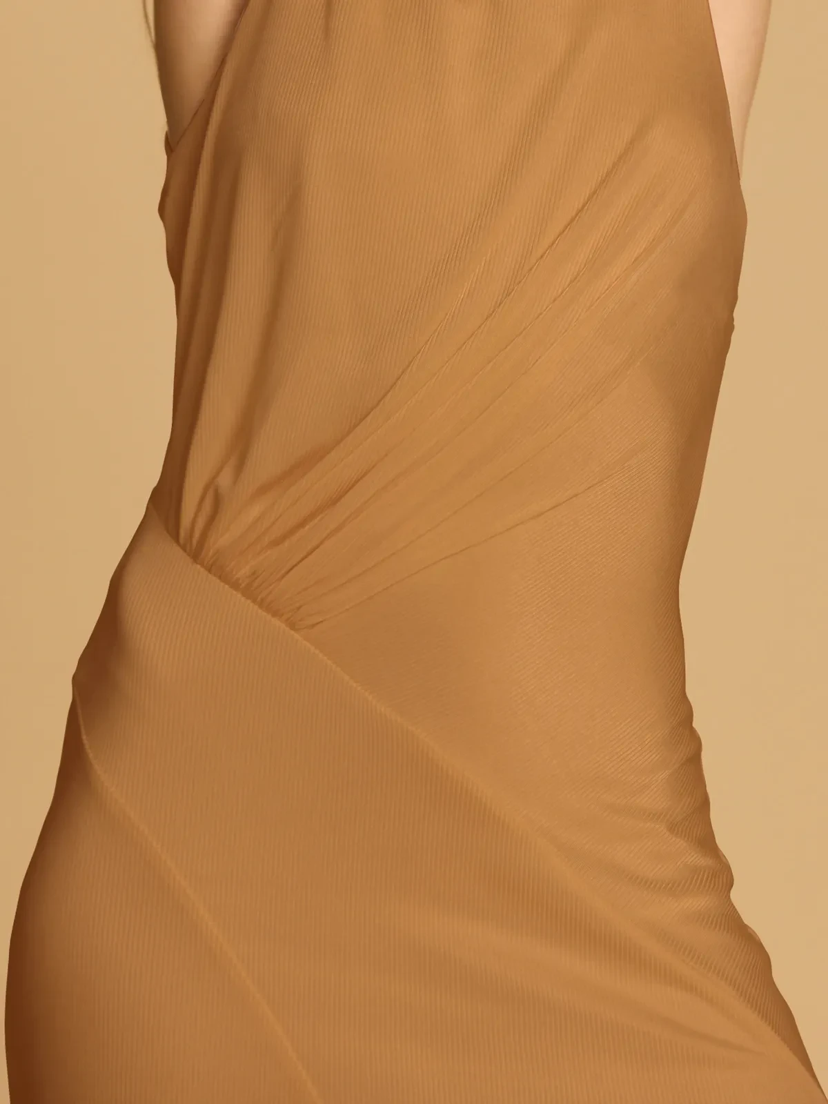 HIGH NECK ASYMMETRIC MIDI DRESS IN SOFT RIBBED KNIT