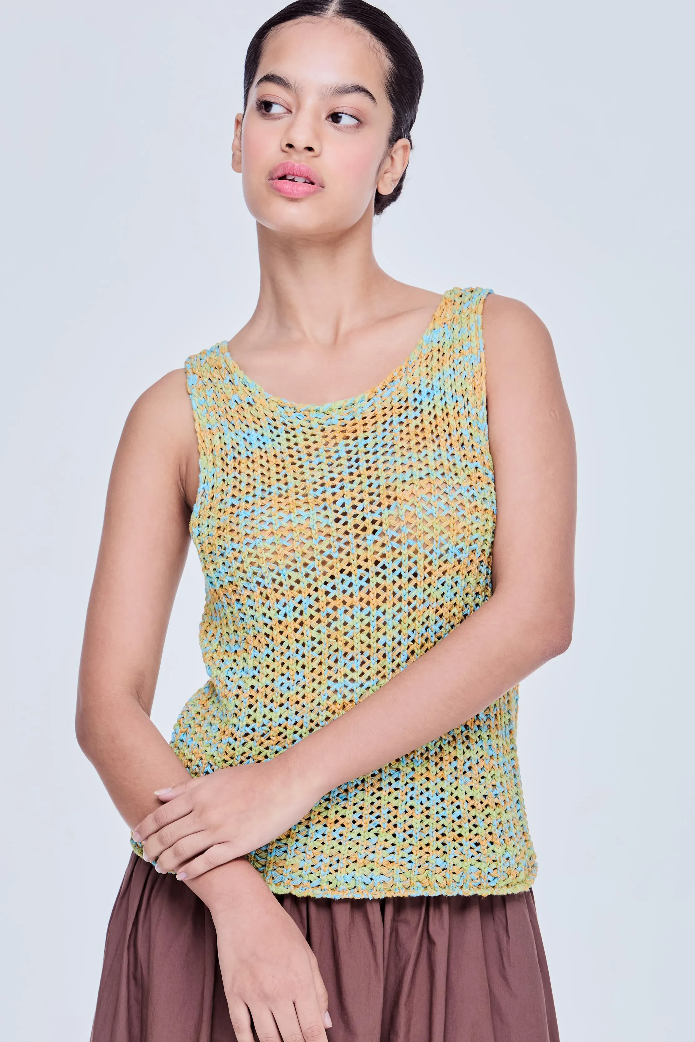 KNITTED TANK TOP - OLIVE