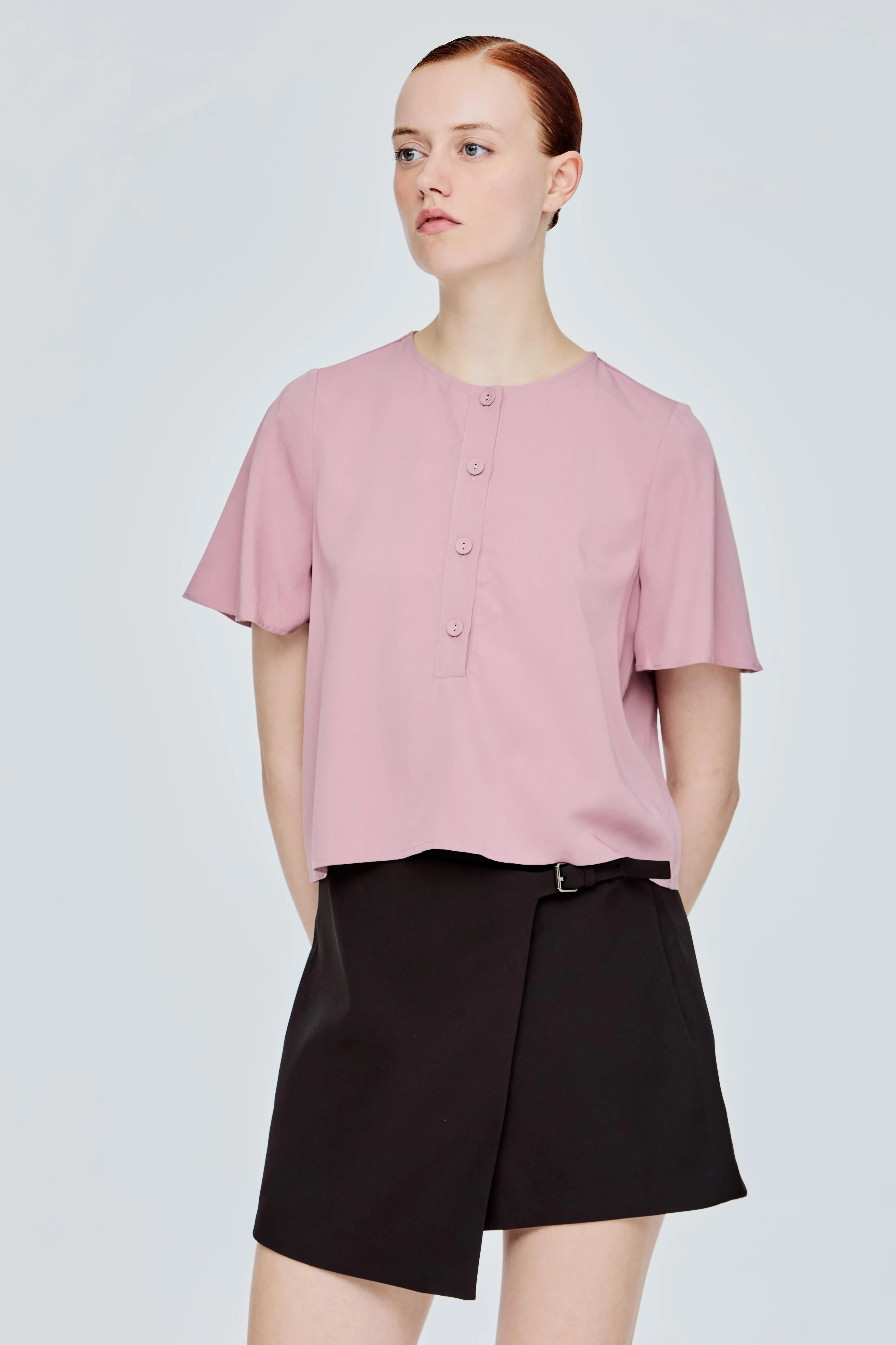 BOXY FLARE SLEEVES TOP - DUSK PINK