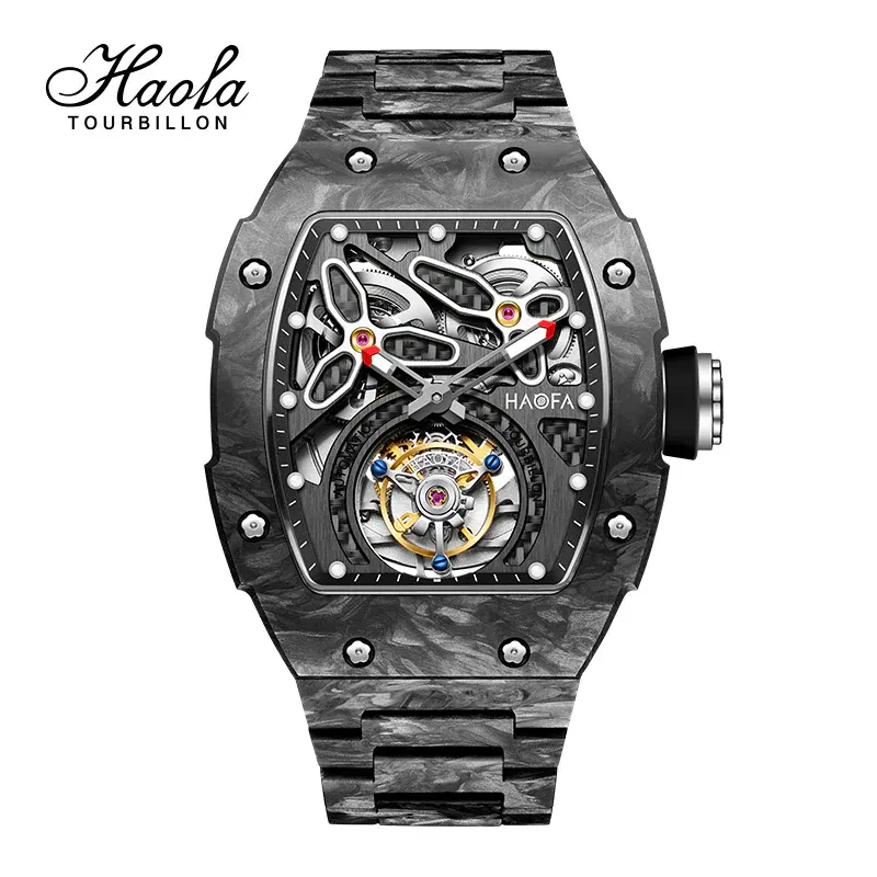 HAOFA 2311 MODEL LIMITED 500 PCS ALL CARBON FIBER AUTOMATIC TOURBILLON WATCH DOUBLE-SPRING 72 HOUR POWER