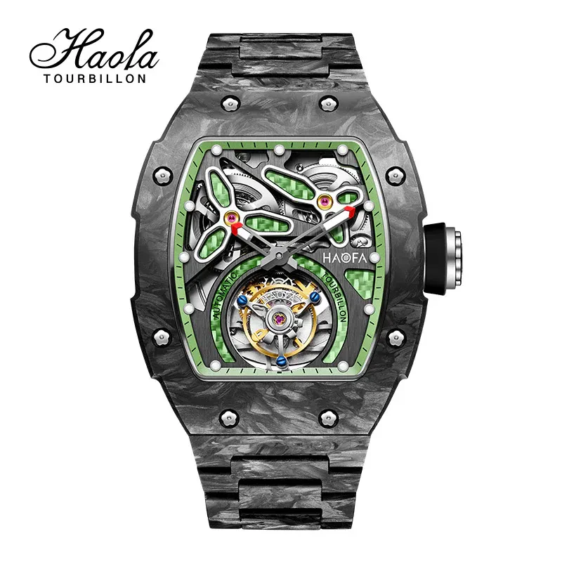 HAOFA 2311 MODEL LIMITED 500 PCS ALL CARBON FIBER AUTOMATIC TOURBILLON WATCH DOUBLE-SPRING 72 HOUR POWER