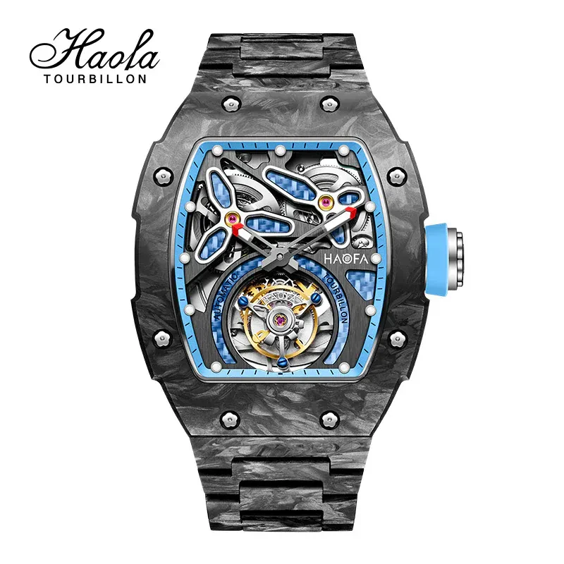HAOFA 2311 MODEL LIMITED 500 PCS ALL CARBON FIBER AUTOMATIC TOURBILLON WATCH DOUBLE-SPRING 72 HOUR POWER
