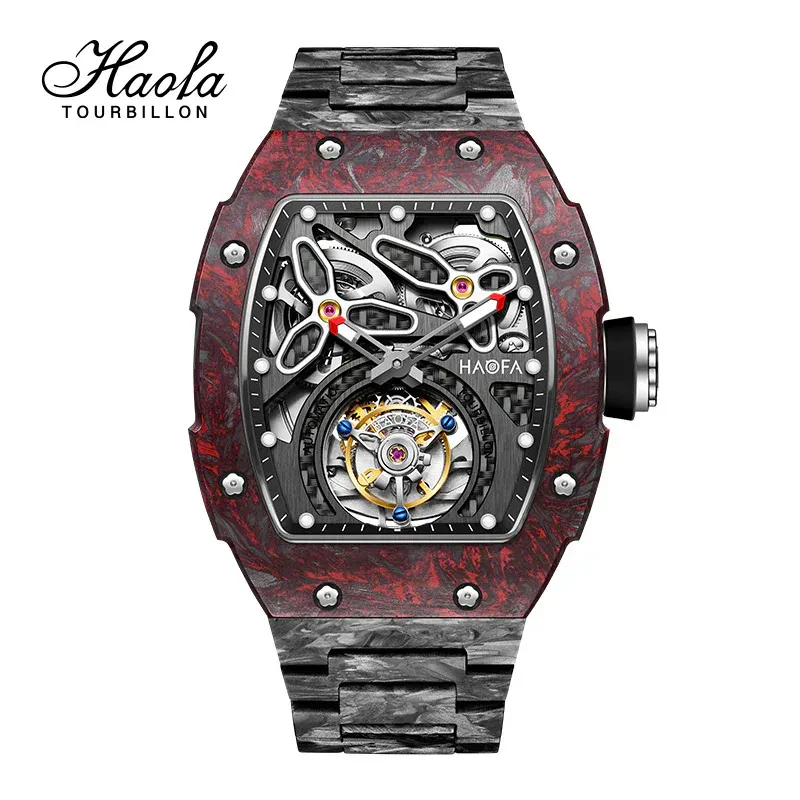 HAOFA 2311 MODEL LIMITED 500 PCS ALL CARBON FIBER AUTOMATIC TOURBILLON WATCH DOUBLE-SPRING 72 HOUR POWER