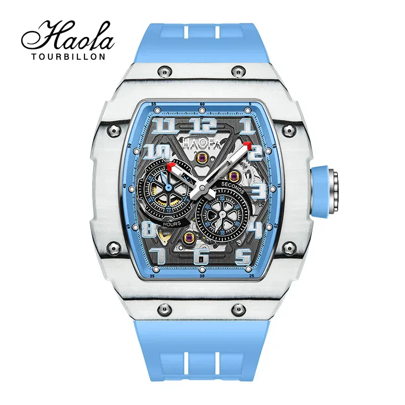 HAOFA 1978 CARBON FIBER CAR RIM DESIGN AUTOMATIC MOVEMENT 24H DIAL WRIST WATCH