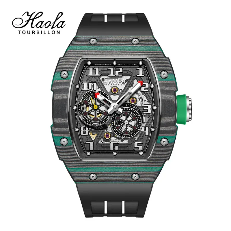 HAOFA 1978 CARBON FIBER CAR RIM DESIGN AUTOMATIC MOVEMENT 24H DIAL WRIST WATCH
