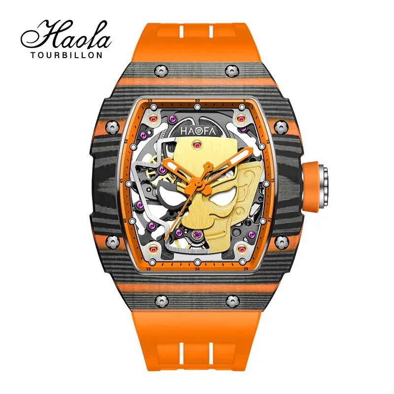 HAOFA MODEL 1969 SANXINDUI COPPER MYSTERY AUTOMATIC WATCH CARBON FIBER BEZEL 80 HOURS POWER