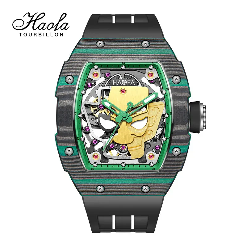 HAOFA MODEL 1969 SANXINDUI COPPER MYSTERY AUTOMATIC WATCH CARBON FIBER BEZEL 80 HOURS POWER