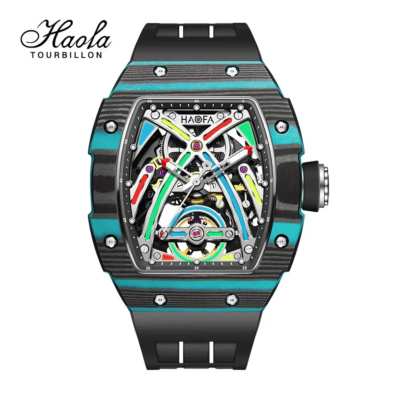 HAOFA COLOR LUMINOUS DIAL CARBON FIBER AUTOMATIC WATCH 1970