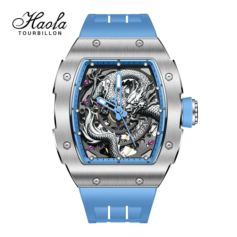 HAOFA 1968A 3D DRAGON AUTOMATIC 80 HOURS POWER STAINLESS STEEL 50M WATERPROOF SAPPHIRE CRYSTAL