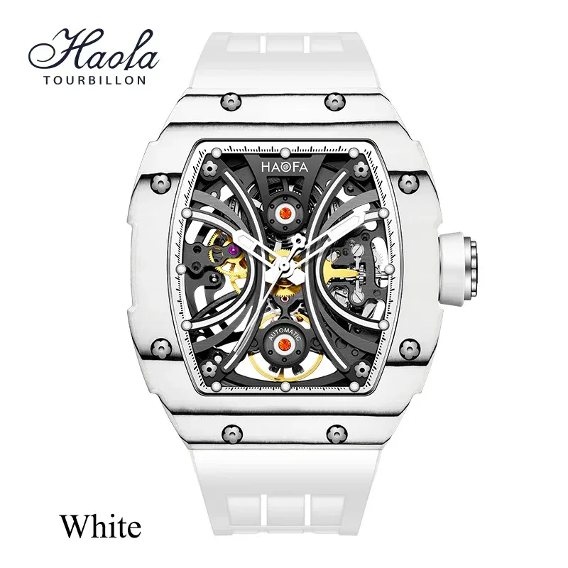 HAOFA MEN SKELETON AUTOMATIC WATCH NTPT CARBON FIBER BEZEL SUPER LUMINOUS 80 HOURS POWER 1909