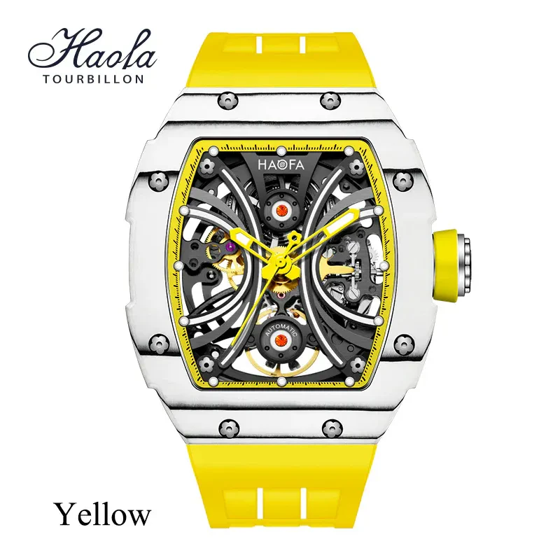 HAOFA MEN SKELETON AUTOMATIC WATCH NTPT CARBON FIBER BEZEL SUPER LUMINOUS 80 HOURS POWER 1909