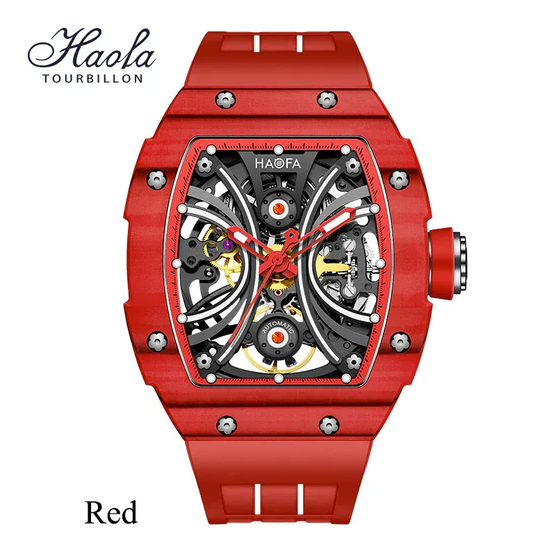 HAOFA MEN SKELETON AUTOMATIC WATCH NTPT CARBON FIBER BEZEL SUPER LUMINOUS 80 HOURS POWER 1909