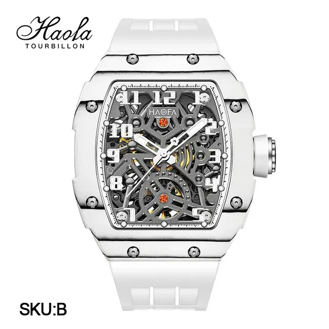 HAOFA AUTOMATIC MECHANICAL MEN SKELETON SAPPHIRE WATERPROOF LUXURY CARBON FIBER LUMINOUS WATCH 1923