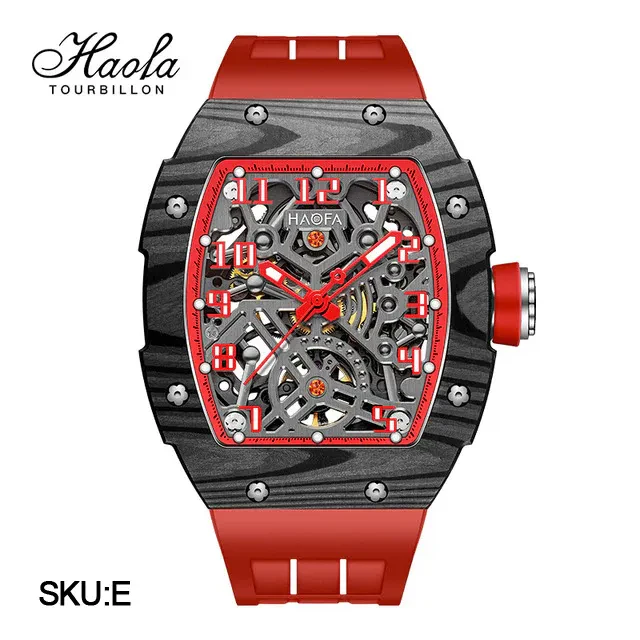 HAOFA AUTOMATIC MECHANICAL MEN SKELETON SAPPHIRE WATERPROOF LUXURY CARBON FIBER LUMINOUS WATCH 1923