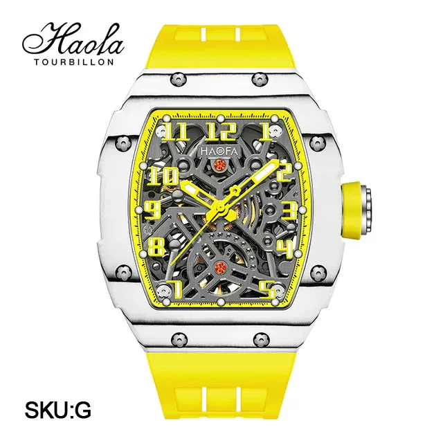 HAOFA AUTOMATIC MECHANICAL MEN SKELETON SAPPHIRE WATERPROOF LUXURY CARBON FIBER LUMINOUS WATCH 1923