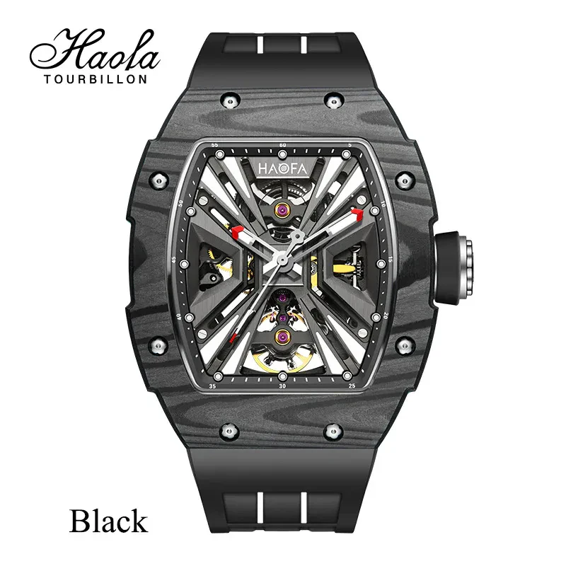 HAOFA MODEL 1929 CARBON FIBER BEZEL 80 HOURS POWER AUTOMATIC MOVEMENT WATCHES