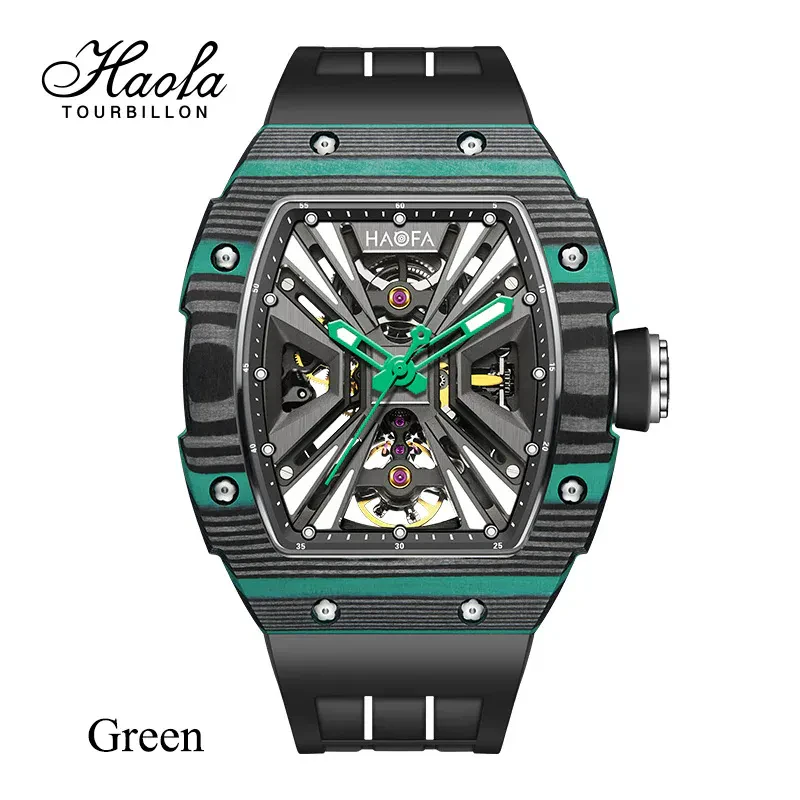 HAOFA MODEL 1929 CARBON FIBER BEZEL 80 HOURS POWER AUTOMATIC MOVEMENT WATCHES