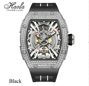 HAOFA MEN AUTOMATIC MOVEMENT CRYSTAL BEZEL RUBBER STRAP 80 HOURS POWER 1907S