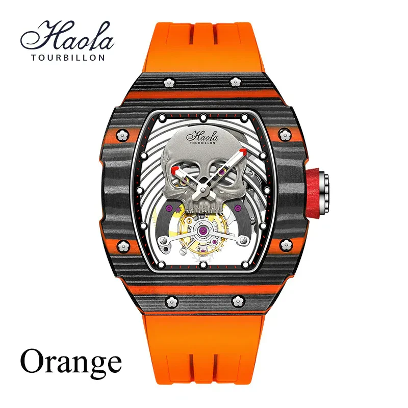 HAOFA SKELETON TOURBILLON WATCHES CARBON FIBER BEZEL 1903-G