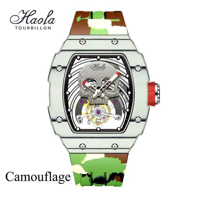 HAOFA SKELETON TOURBILLON WATCHES CARBON FIBER BEZEL 1903-G