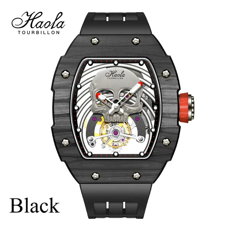 HAOFA SKELETON TOURBILLON WATCHES CARBON FIBER BEZEL 1903-G