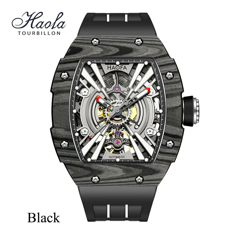 HAOFA 1906 DOUBLE CARBON FIBER MECHANICAL WATCH 80 HOURS POWER SKELETON