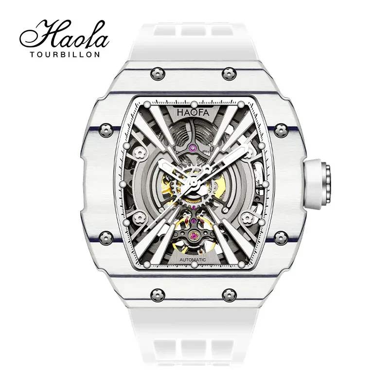 HAOFA 1906 DOUBLE CARBON FIBER MECHANICAL WATCH 80 HOURS POWER SKELETON