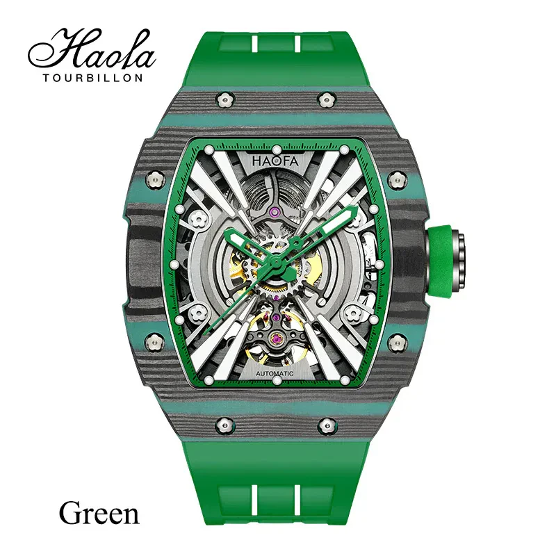 HAOFA 1906 DOUBLE CARBON FIBER MECHANICAL WATCH 80 HOURS POWER SKELETON