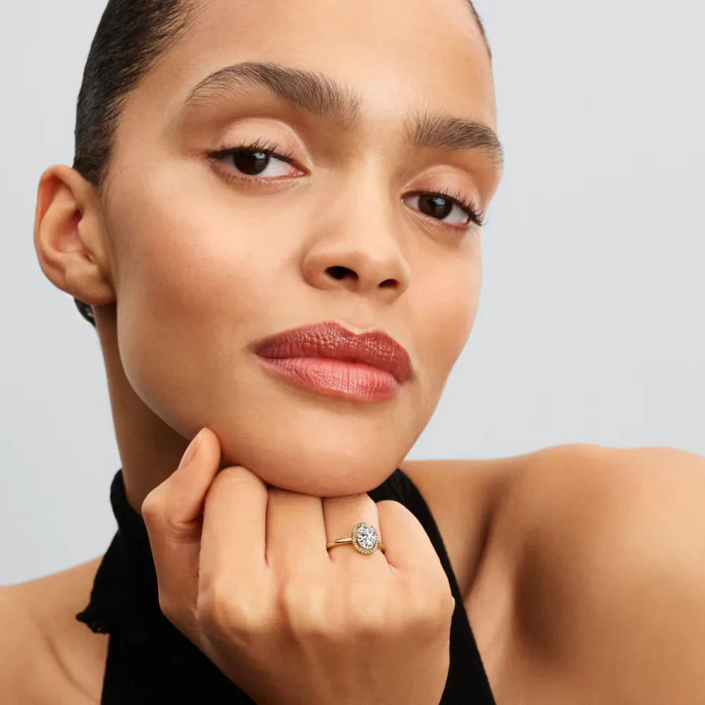 PANDORA OVAL SPARKLING HALO RING