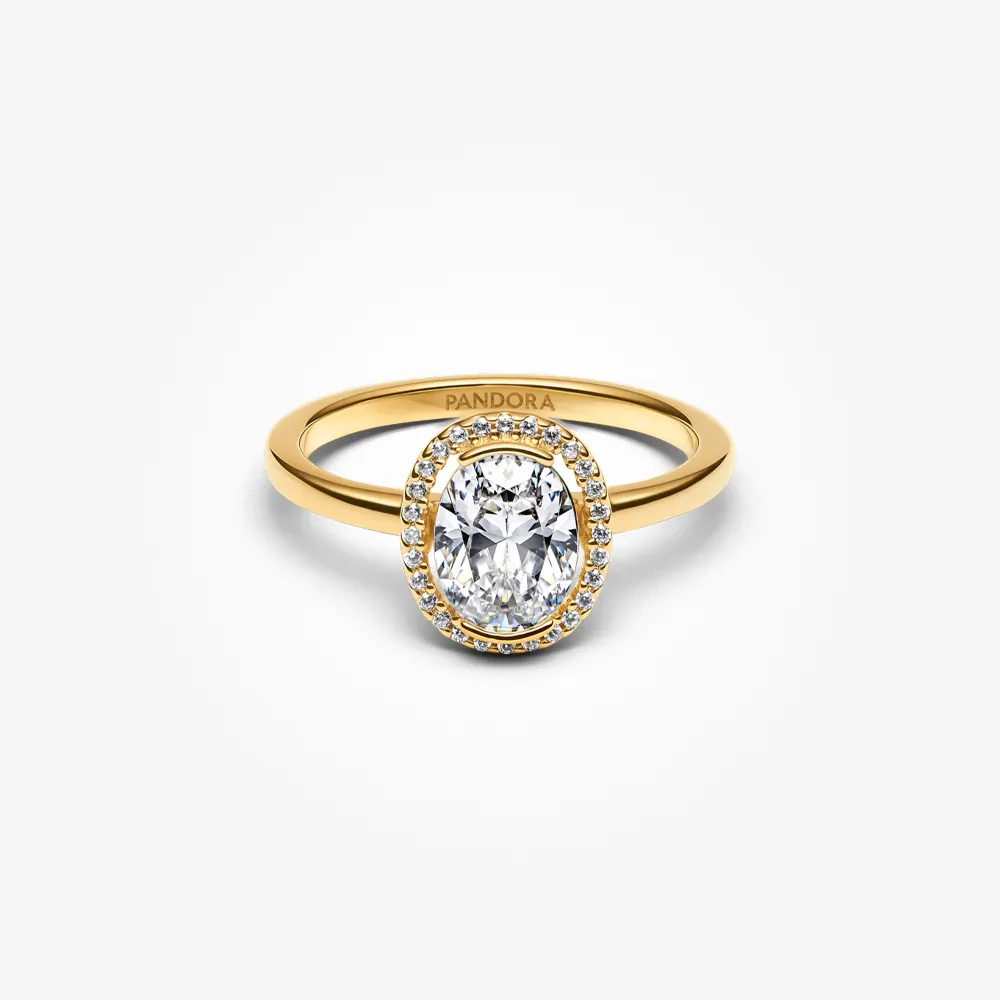 PANDORA OVAL SPARKLING HALO RING