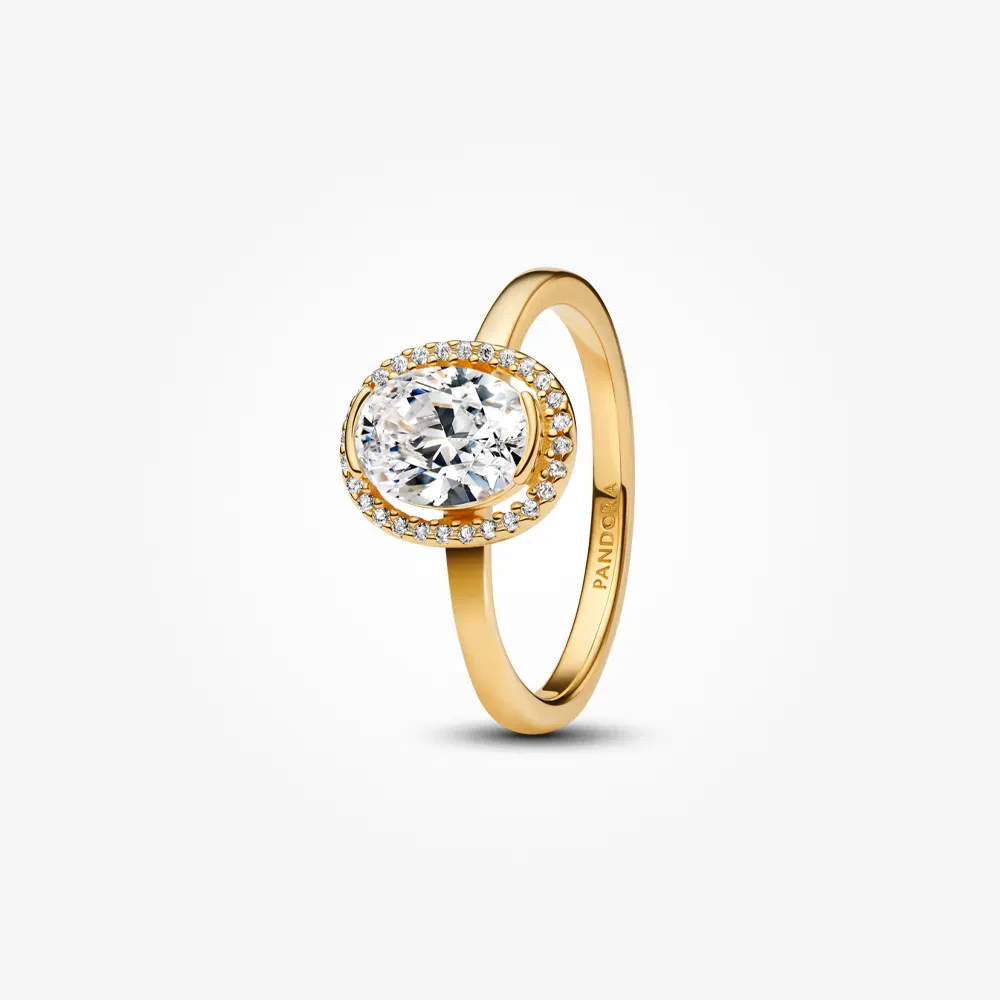 PANDORA OVAL SPARKLING HALO RING
