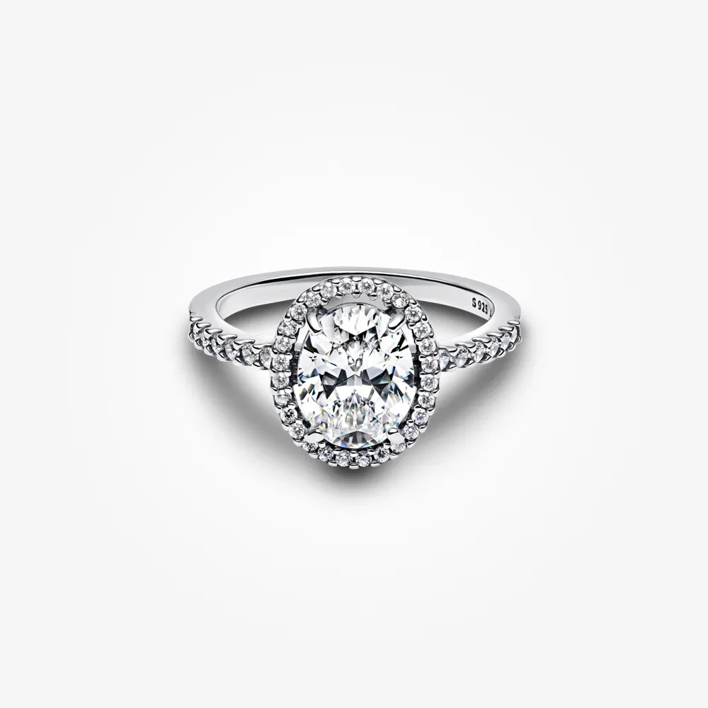 PANDORA OVAL SPARKLING HALO STATEMENT RING