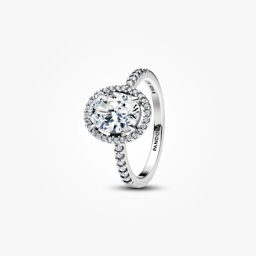 PANDORA OVAL SPARKLING HALO STATEMENT RING