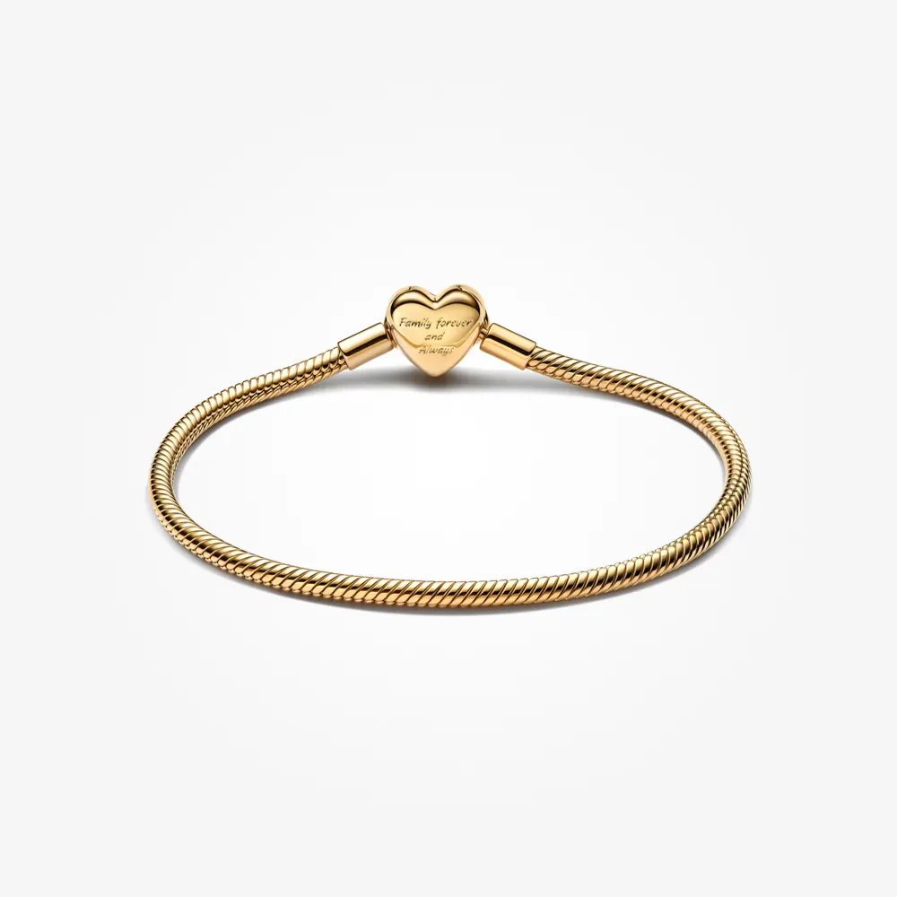 PANDORA 14K GOLD PLATED SPARKLING INFINITY HEART CLASP SNAKE CHAIN BRACELET
