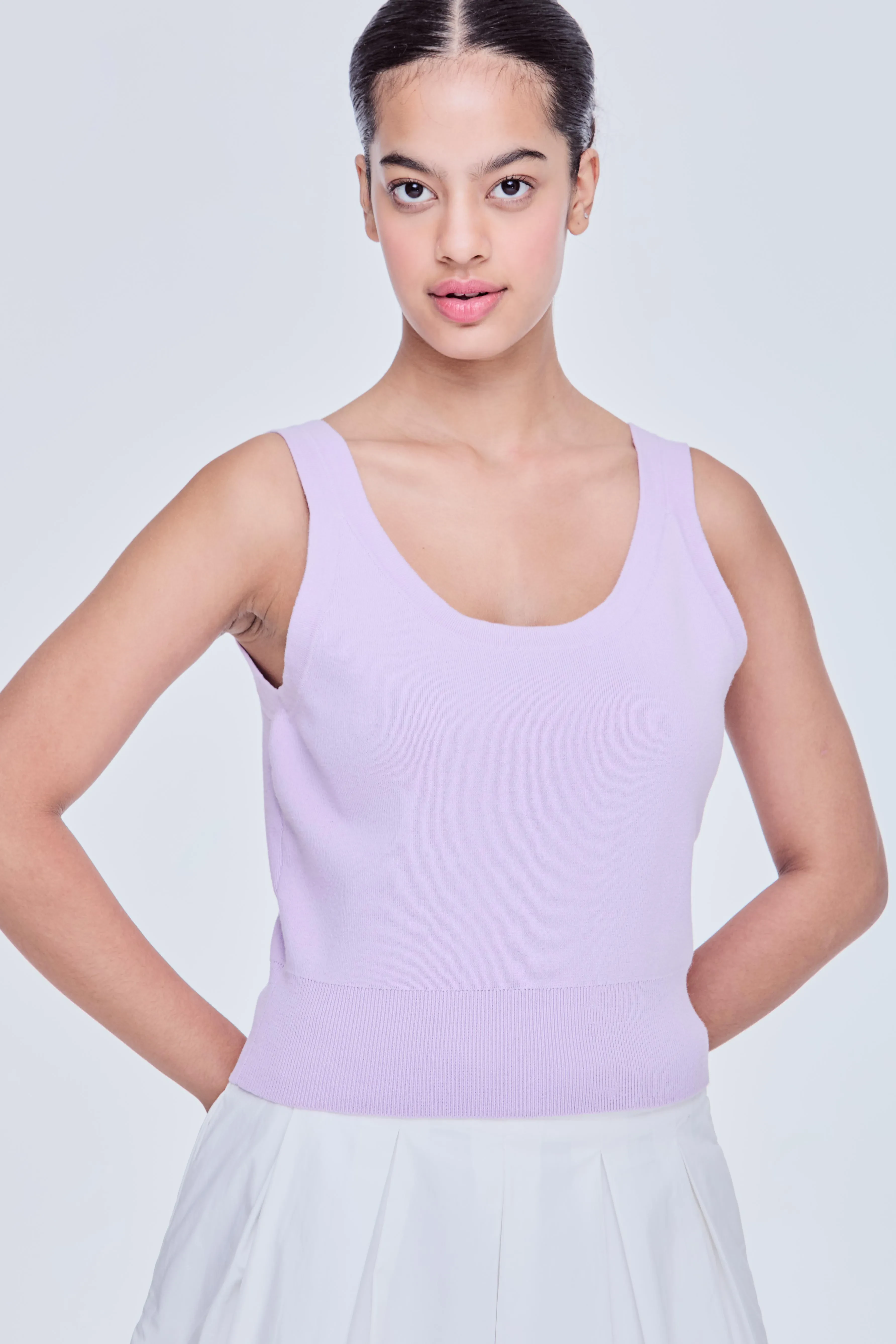 KNITTED TANK TOP - LILAC