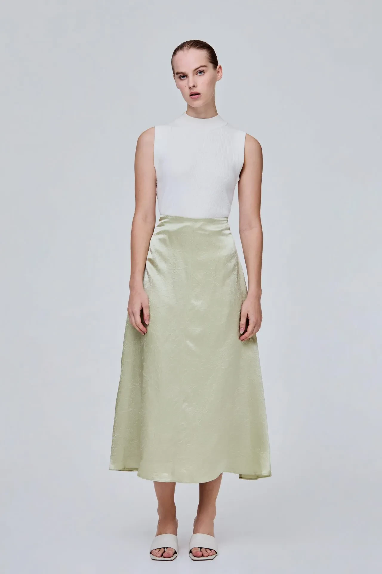 ACETATE BIAS CUT SKIRT