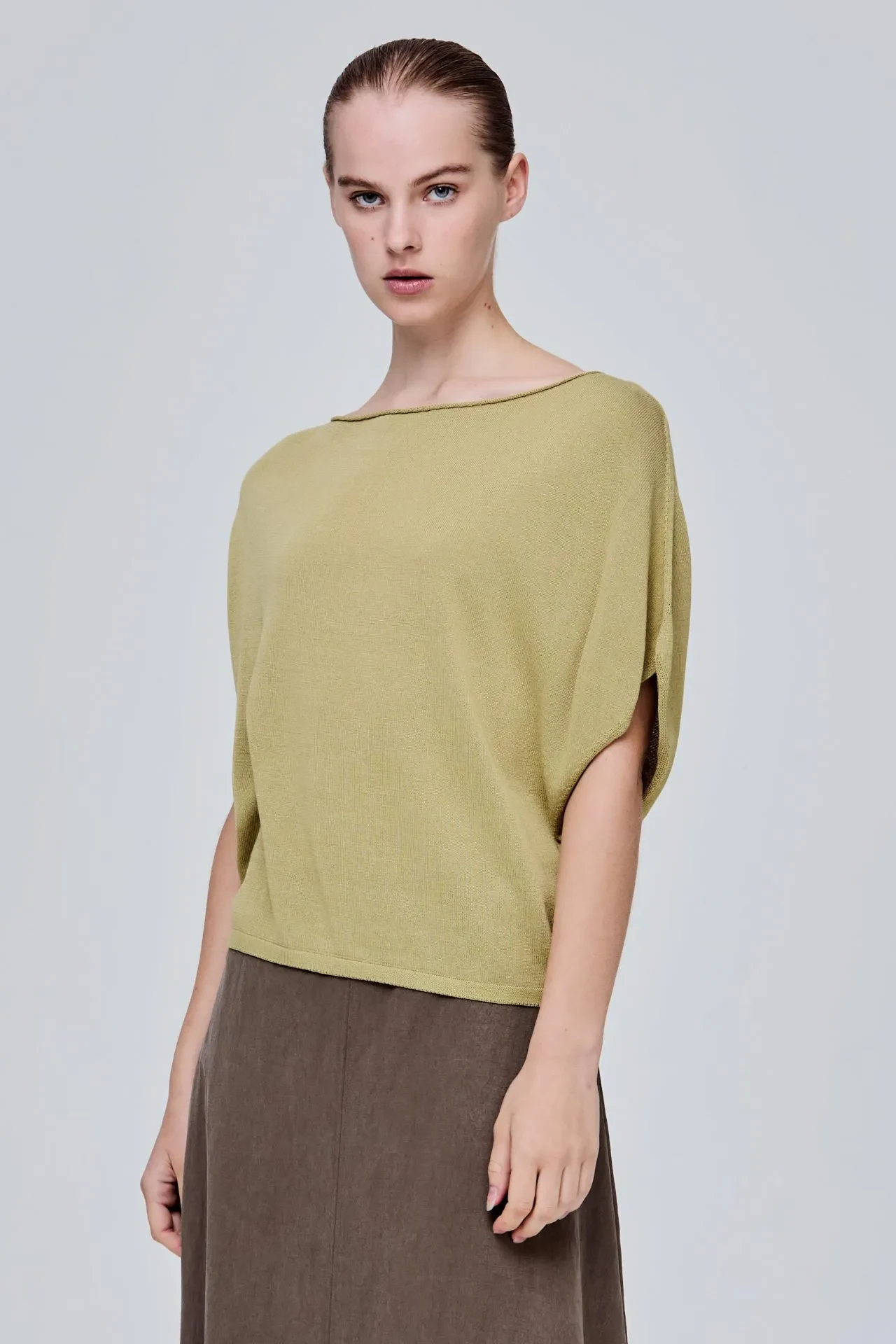 ASYMMETRICAL NECKLINED KNIT