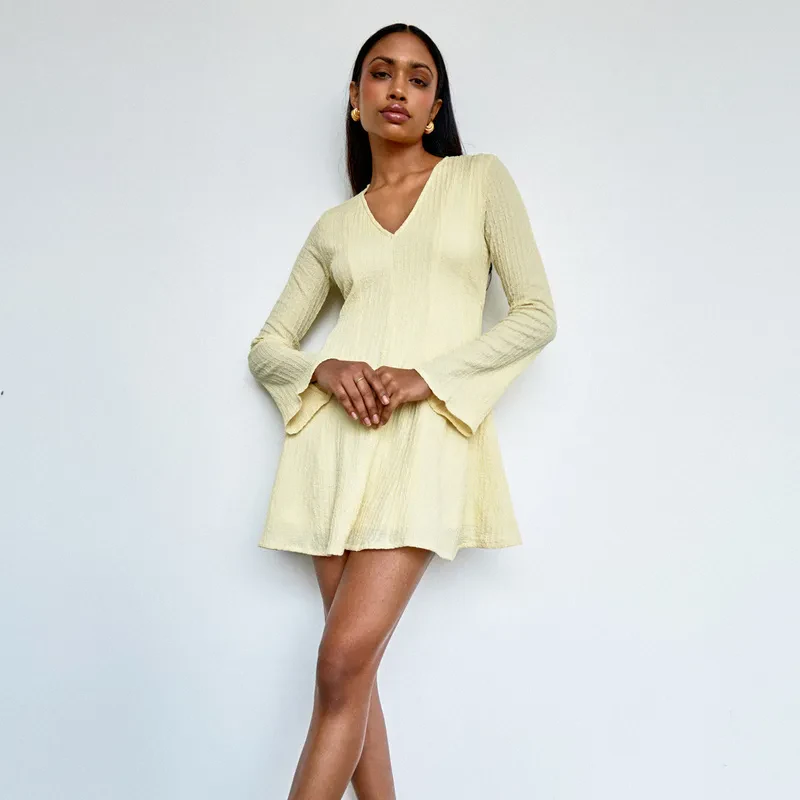 BELL SLEEVE MINI IN YELLOW