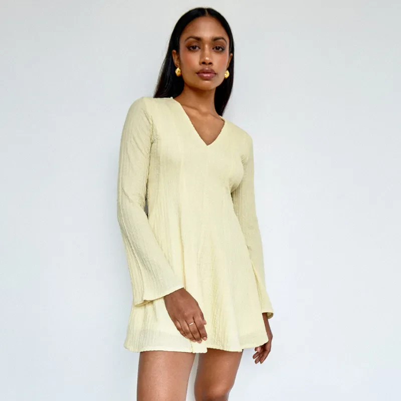 BELL SLEEVE MINI IN YELLOW