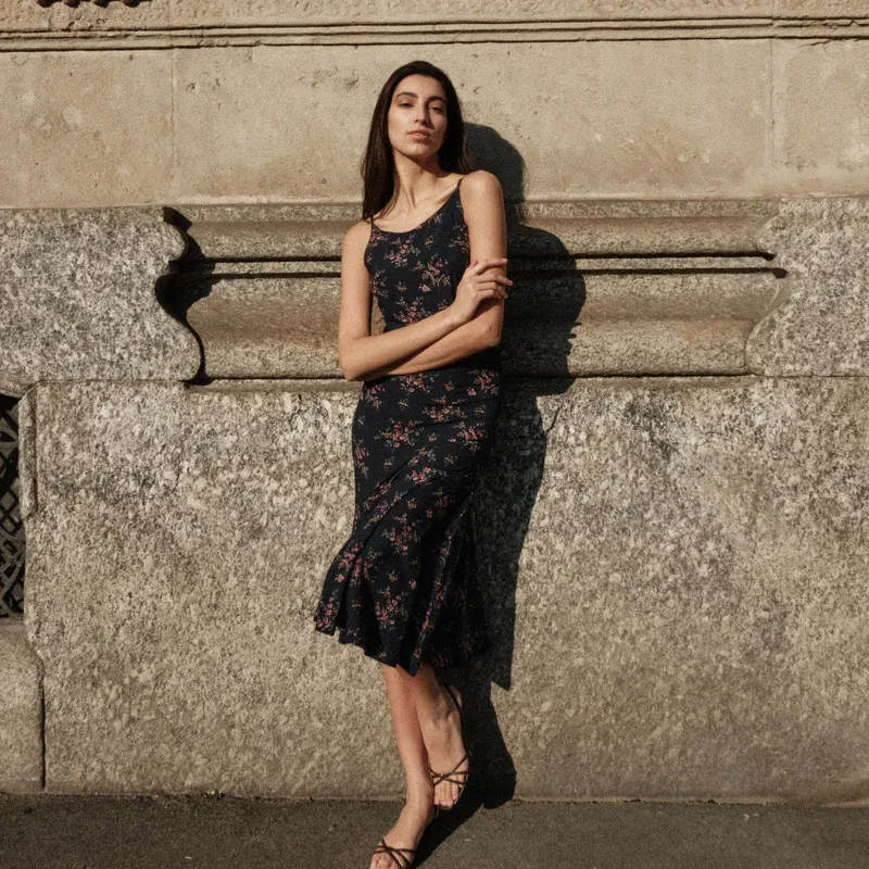 STRAP MIDI DRESS IN PRINT