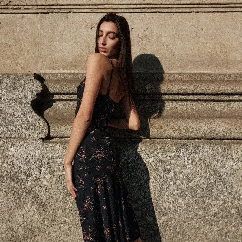 STRAP MIDI DRESS IN PRINT