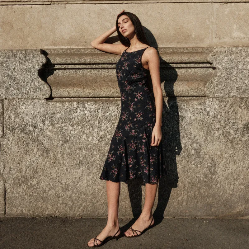 STRAP MIDI DRESS IN PRINT