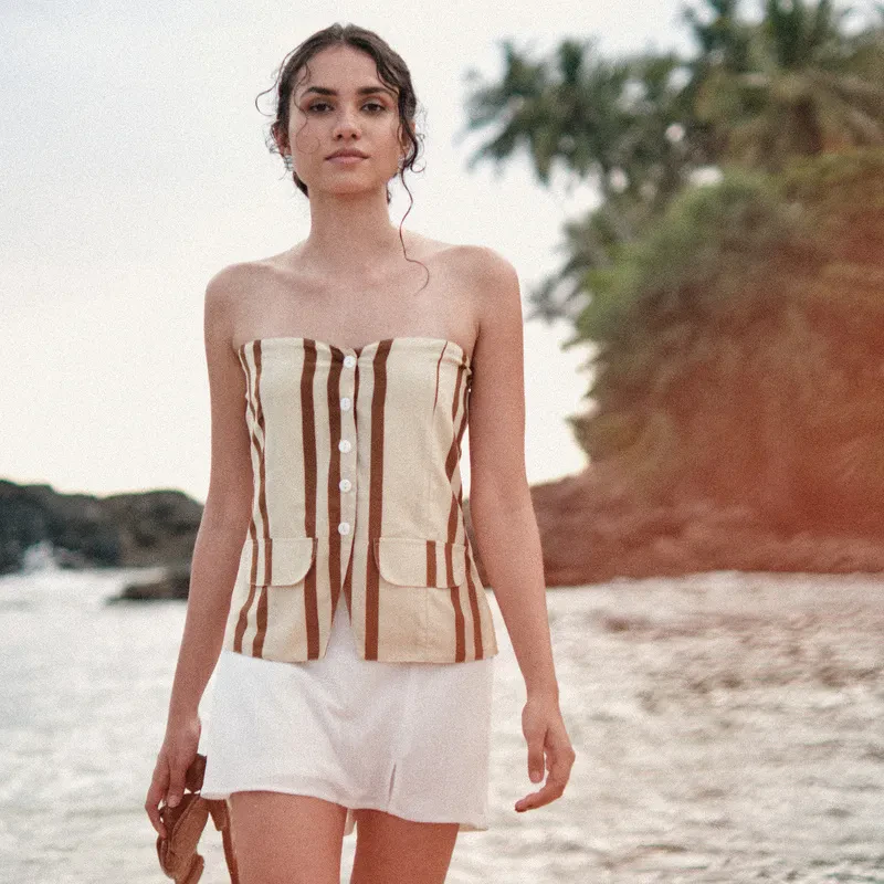 BUTTON DOWN TUBE TOP IN PRINT
