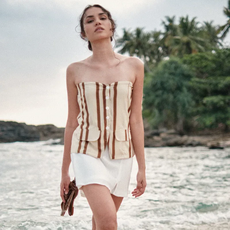 BUTTON DOWN TUBE TOP IN PRINT