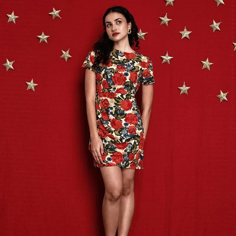 HIGH NECK FLORAL MINI IN PRINT