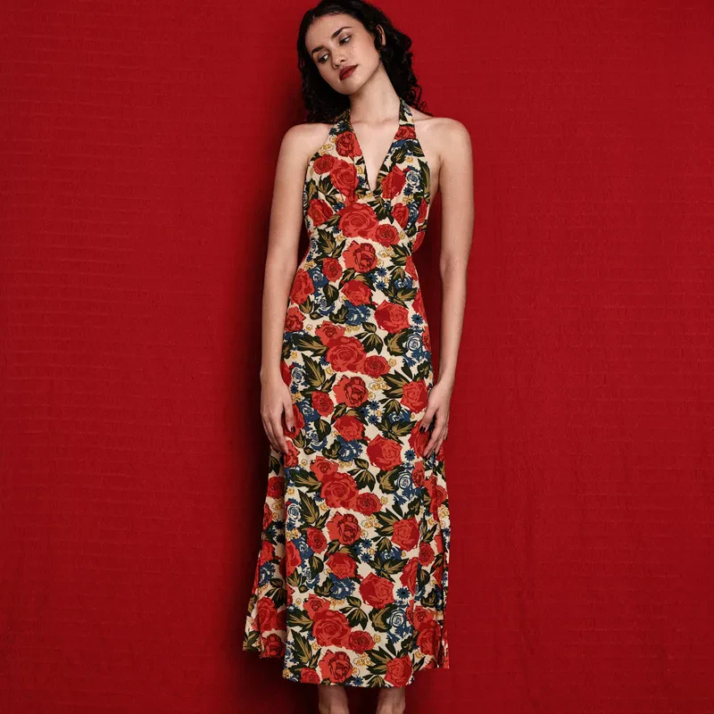 FLORAL HALTER MAXI