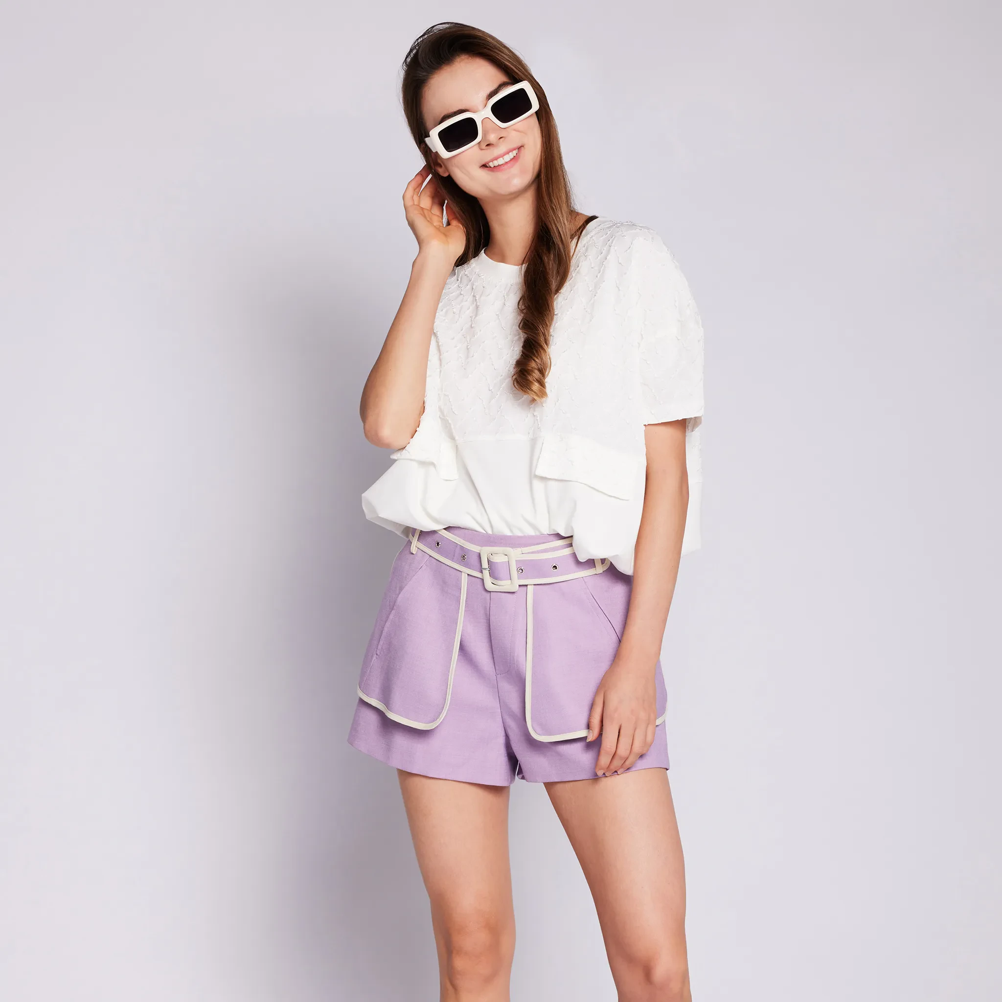 LILIA PIPING SHORTS LILAC